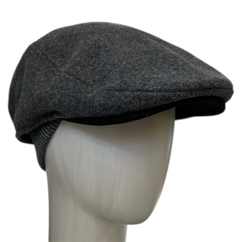 Grey Wool Polar Fleece Lined Convertible Flat Cap
